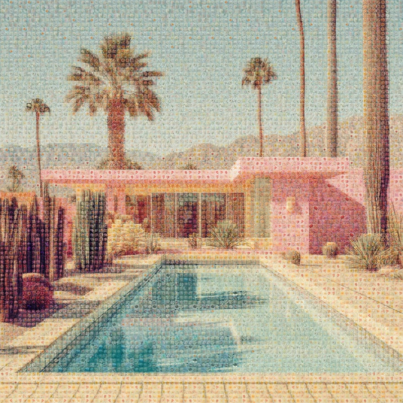 Curated-Line-Fabien-Novarino-Pink-House-Blue-Pool-40x40in