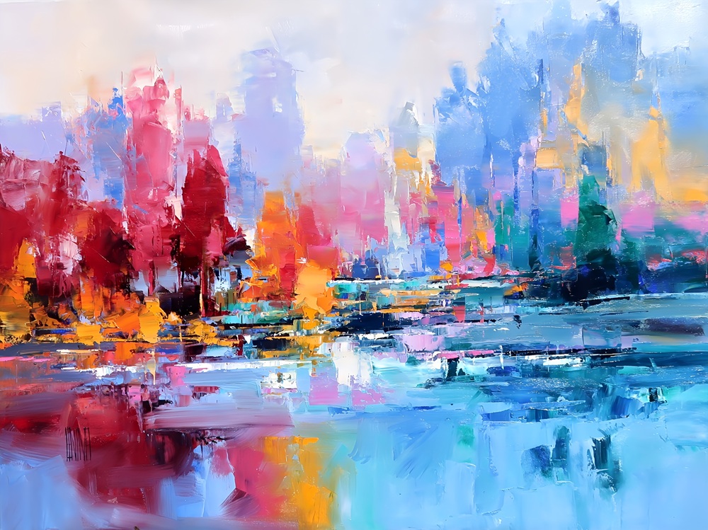 Curated-Line-Herve-Lenouvel-Dance-on-the-water-36x48in