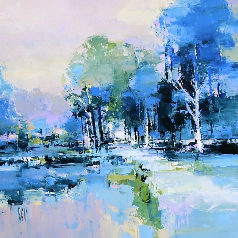 Curated-Line-Herve-Lenouvel-La-lisiere-bleue-40x40in